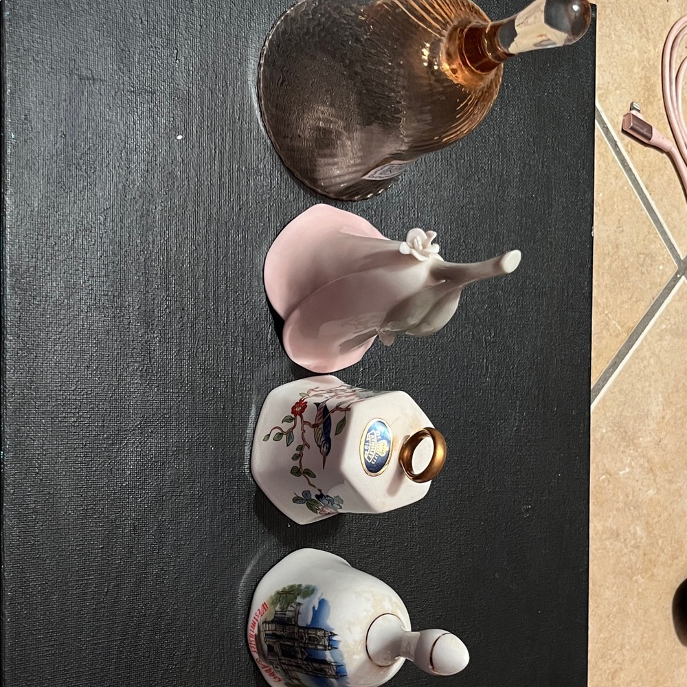Four elegant crystal, china and depression glass bells!